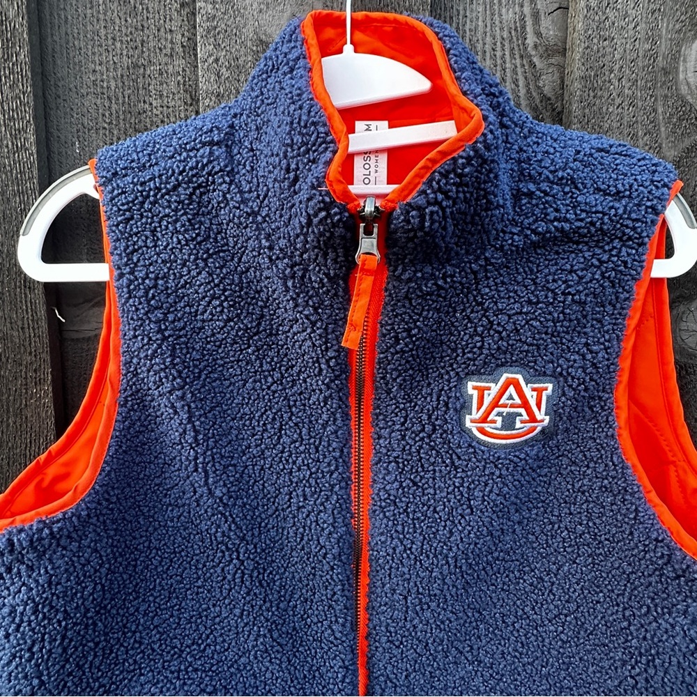 Colosseum Auburn University reversible blue and orange vest wooly fleece size S